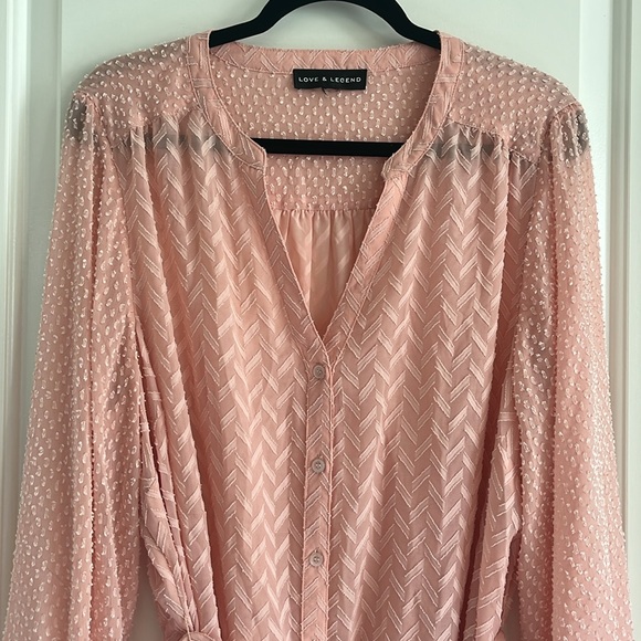 Love & Legend chevron Swiss dot button down tunic top size lg - Picture 4 of 5